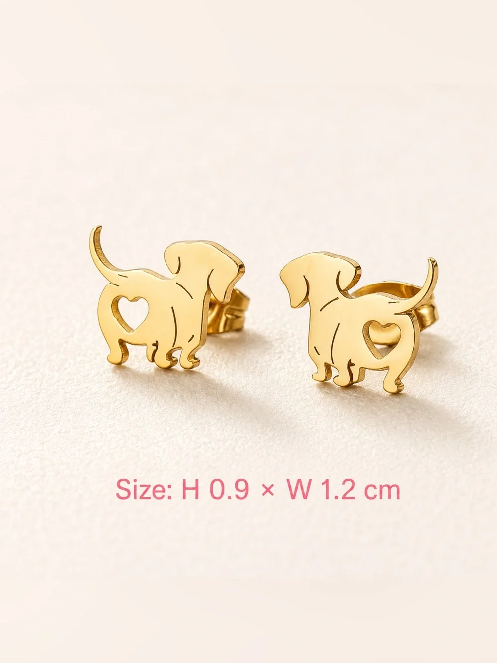 Gold Dog Heart Stud Earrings - Pet Lover Jewelry